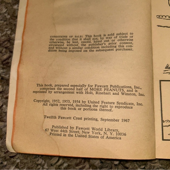 📚BOOK SALE 5 for $20📚 Hey Peanuts 1967 12th Printing Vintage Paperback Book - Picture 3 of 11